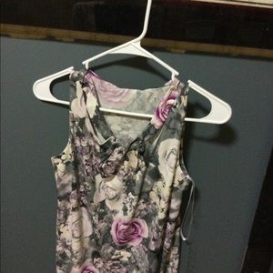 Pink and Grey floral sleeveless top